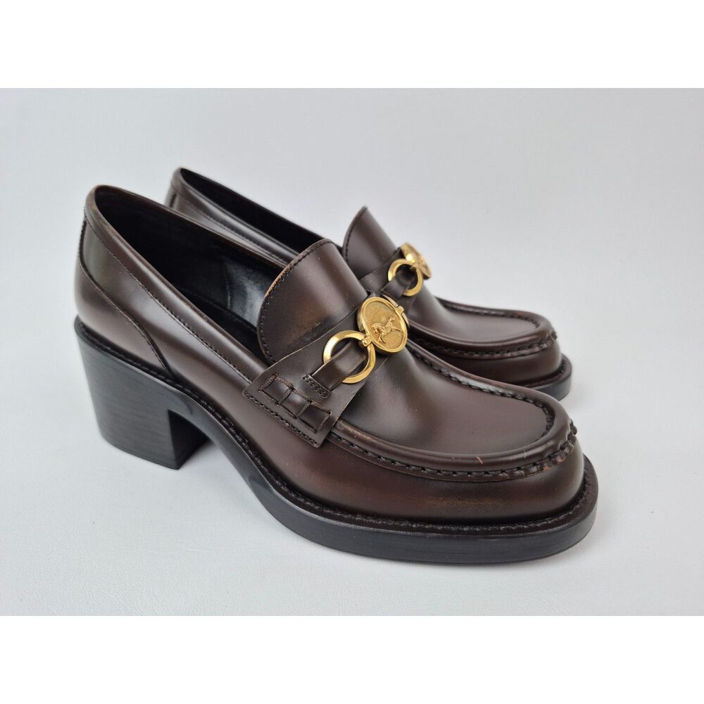 Chloé Women's Oak Brown Dakota Patent Loafer Loafer Pumps Size 36.5 Chloe